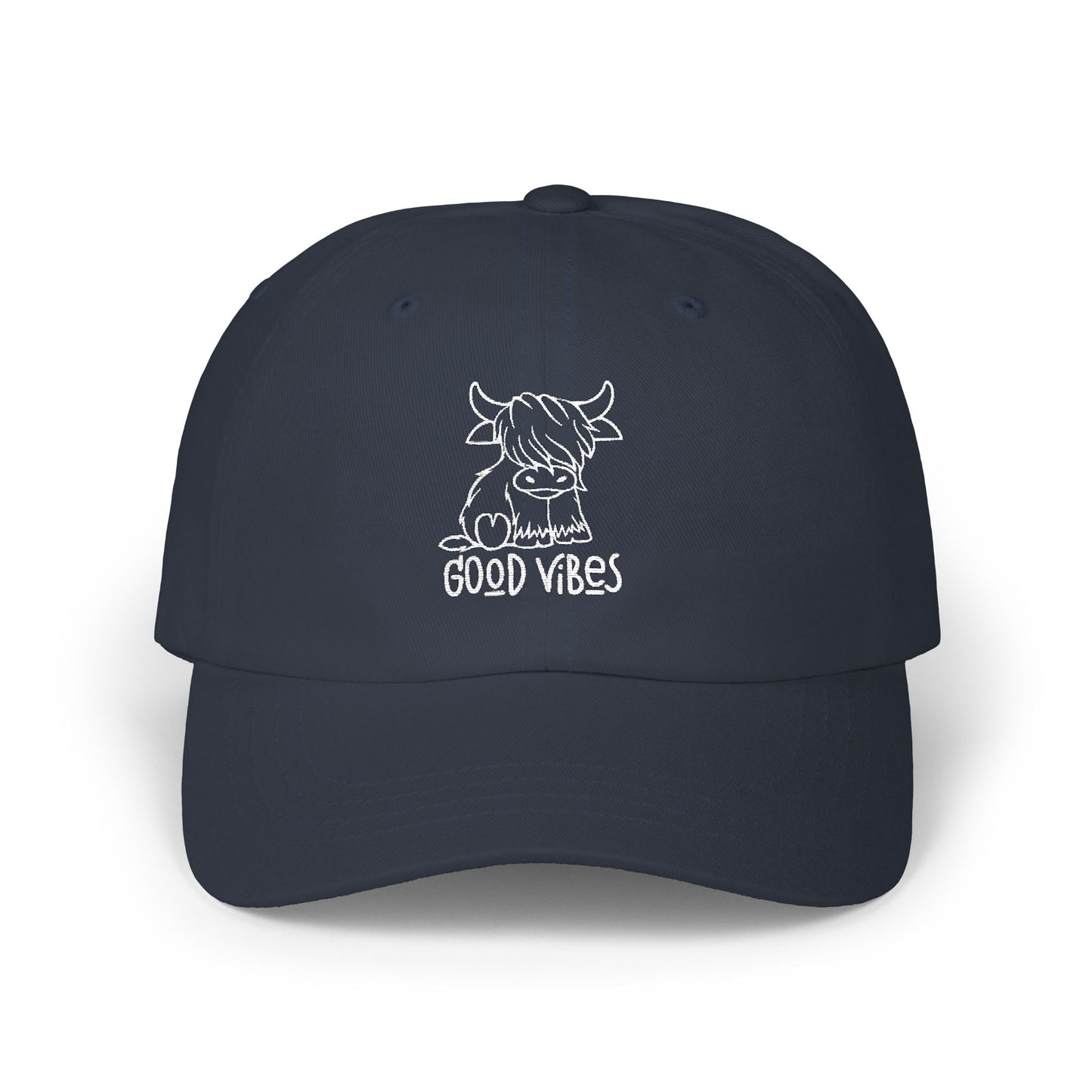 “Good Vibes” Cow Embroidered Relaxed Hat