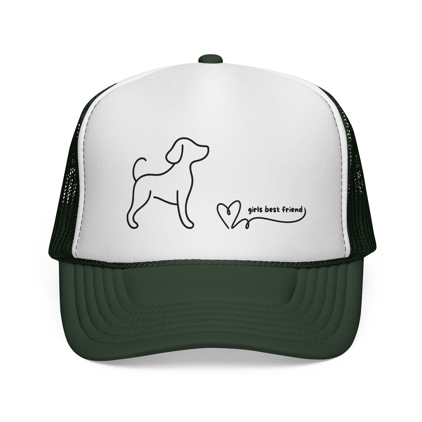 Dog Lover Trucker Cap — "Girl's Best Friend" Minimal Line Art Hat