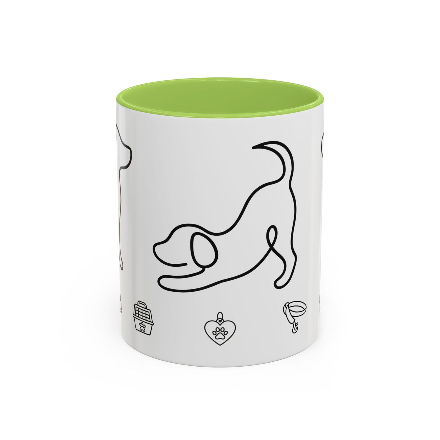 Dog Line Art Accent Coffee Mug — Minimal Paw & Pet Icons (11/15oz)