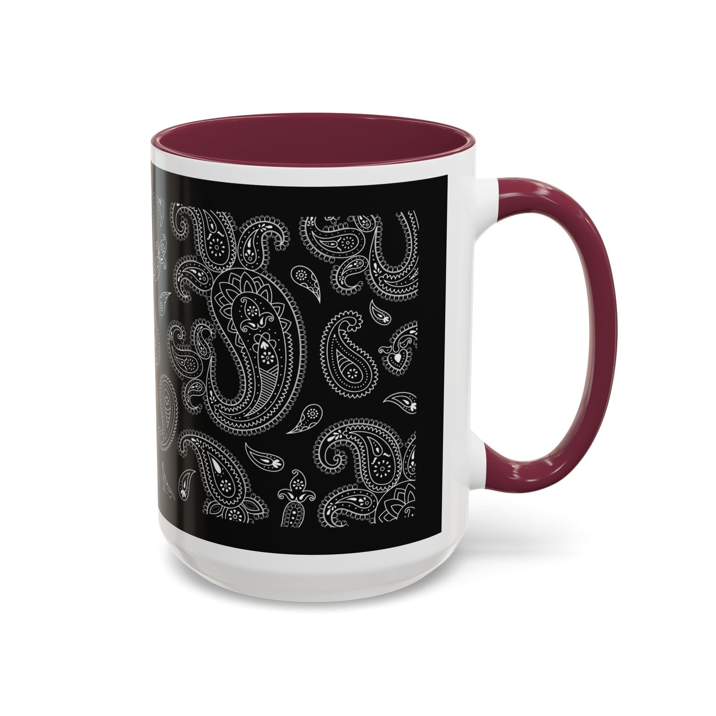 Black Paisley Ceramic Mug — 11oz & 15oz Stylish Pattern