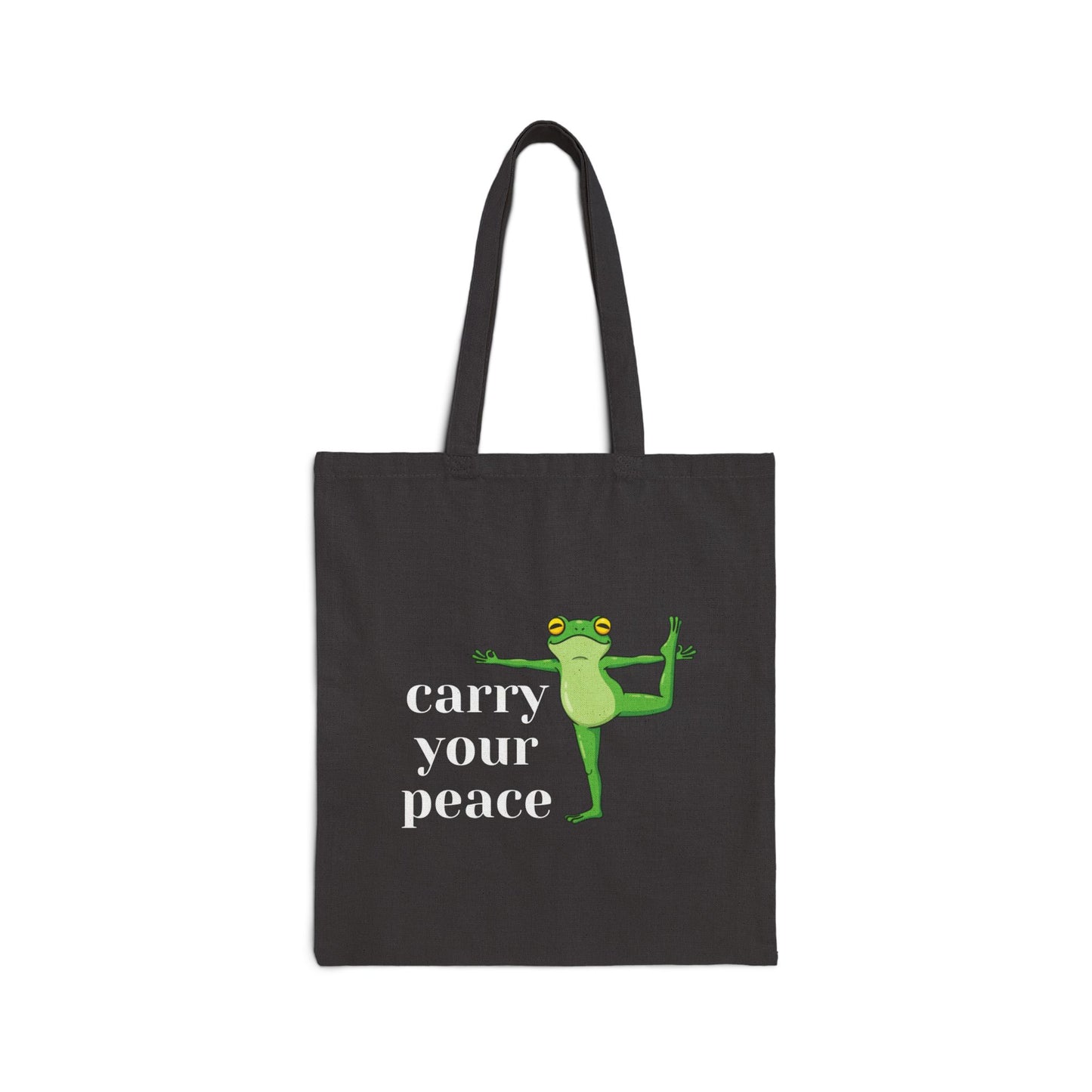 'Carry Your Peace' Yoga Frog Canvas Tote