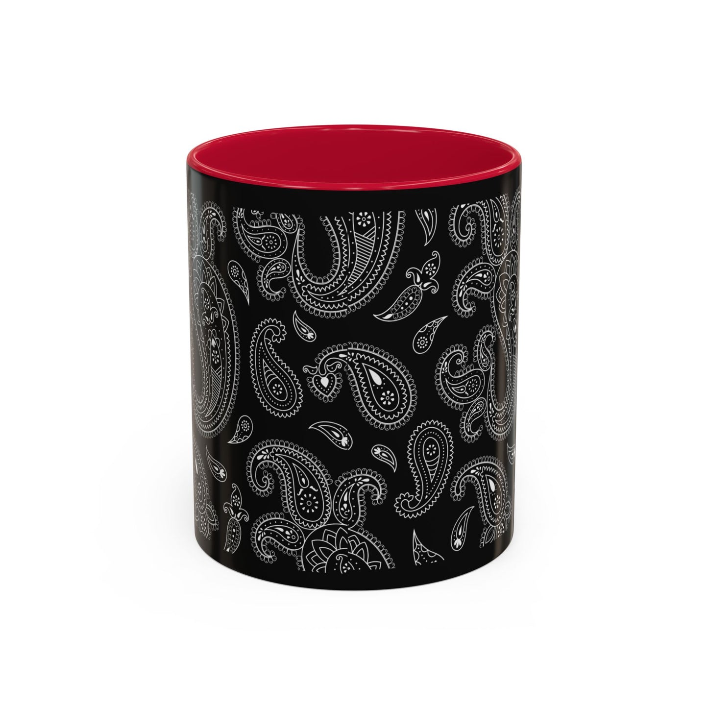 Black Paisley Ceramic Mug — 11oz & 15oz Stylish Pattern