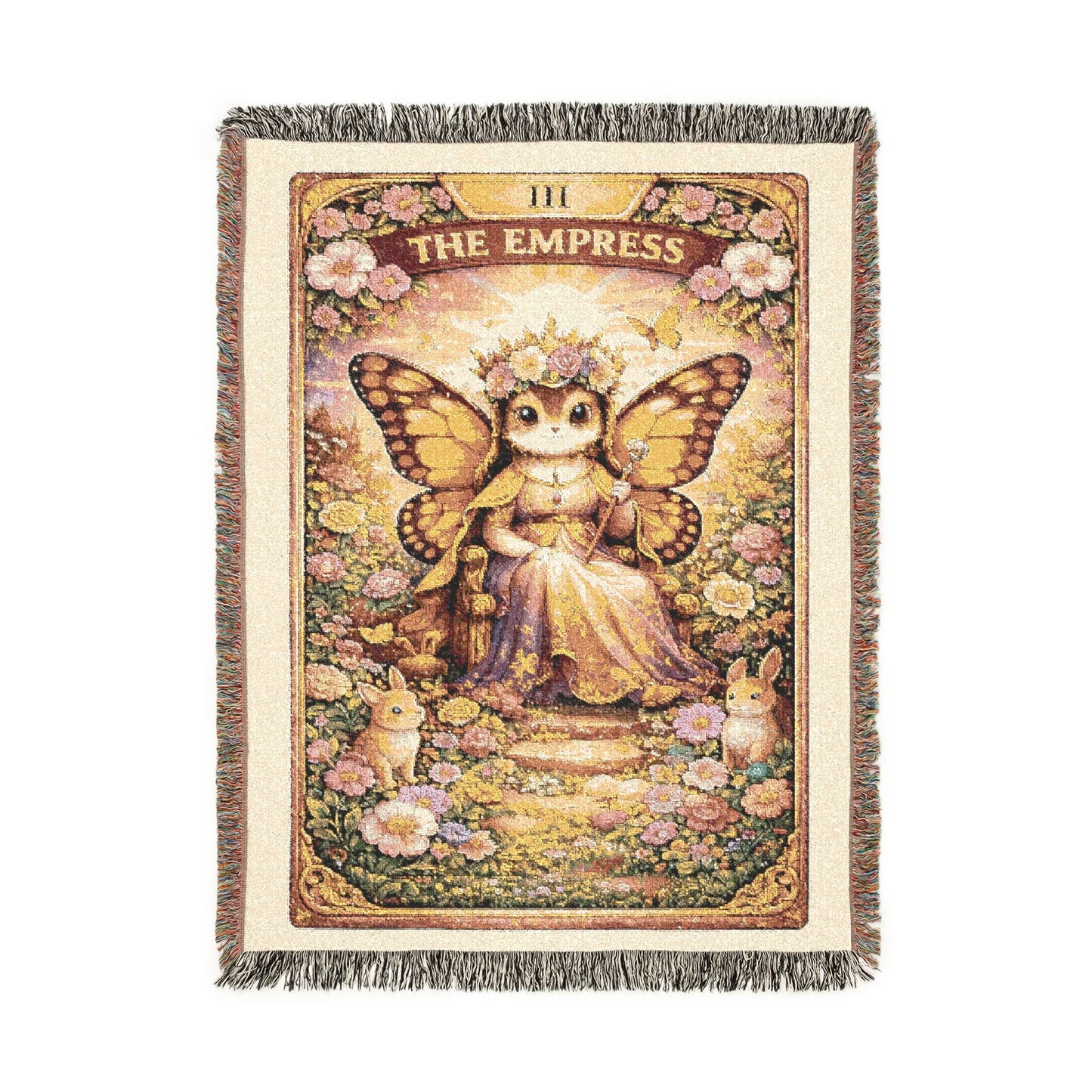 Empress Tarot Card Butterfly Woven Blanket/Throw