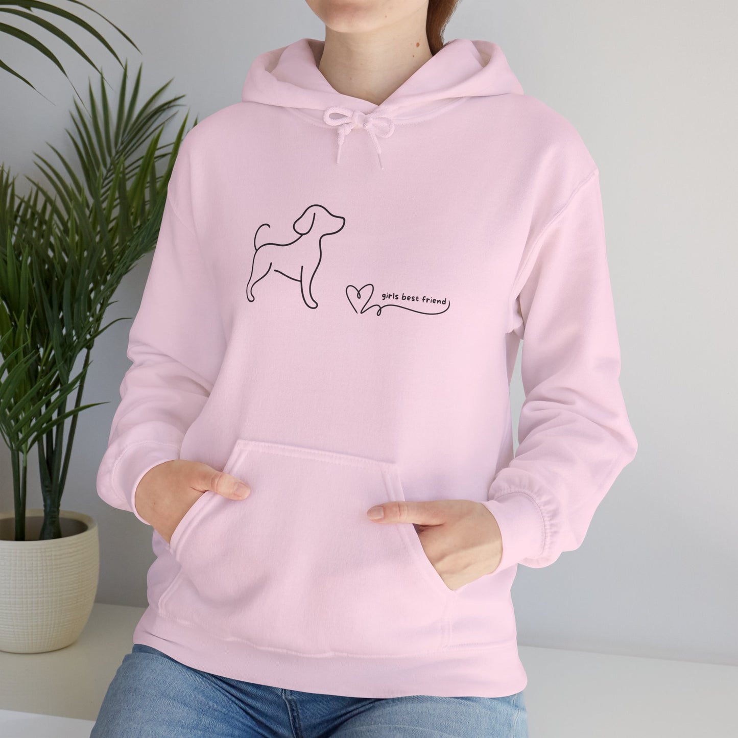 Dog Line Art Hoodie – 'Girls Best Friend' Minimalist Pet Lover Sweatshirt