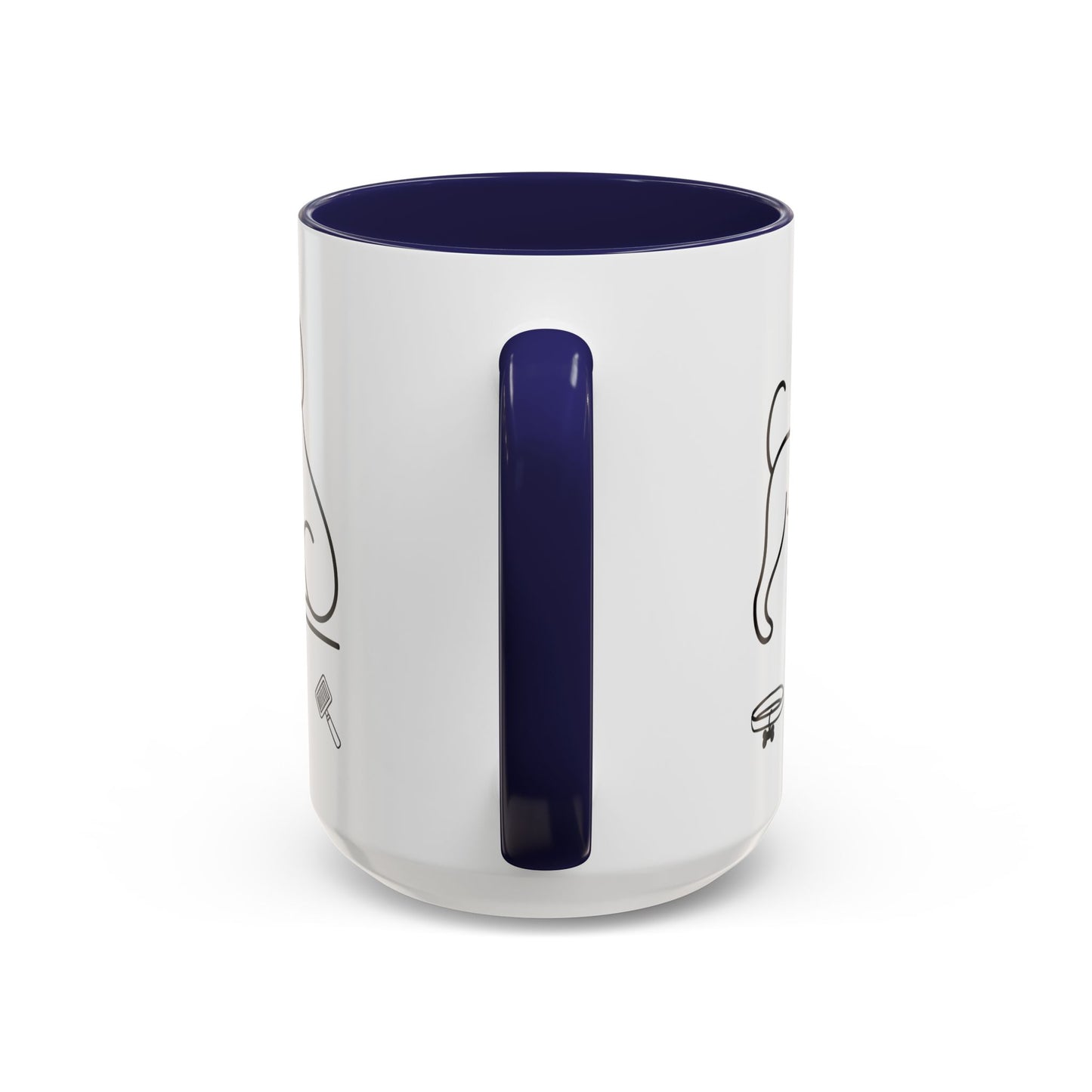 Dog Line Art Accent Coffee Mug — Minimal Paw & Pet Icons (11/15oz)