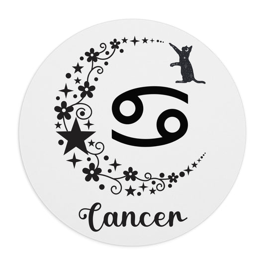 Cancer Zodiac Mouse Pad / Cat & Moon Astrology Desk Mat