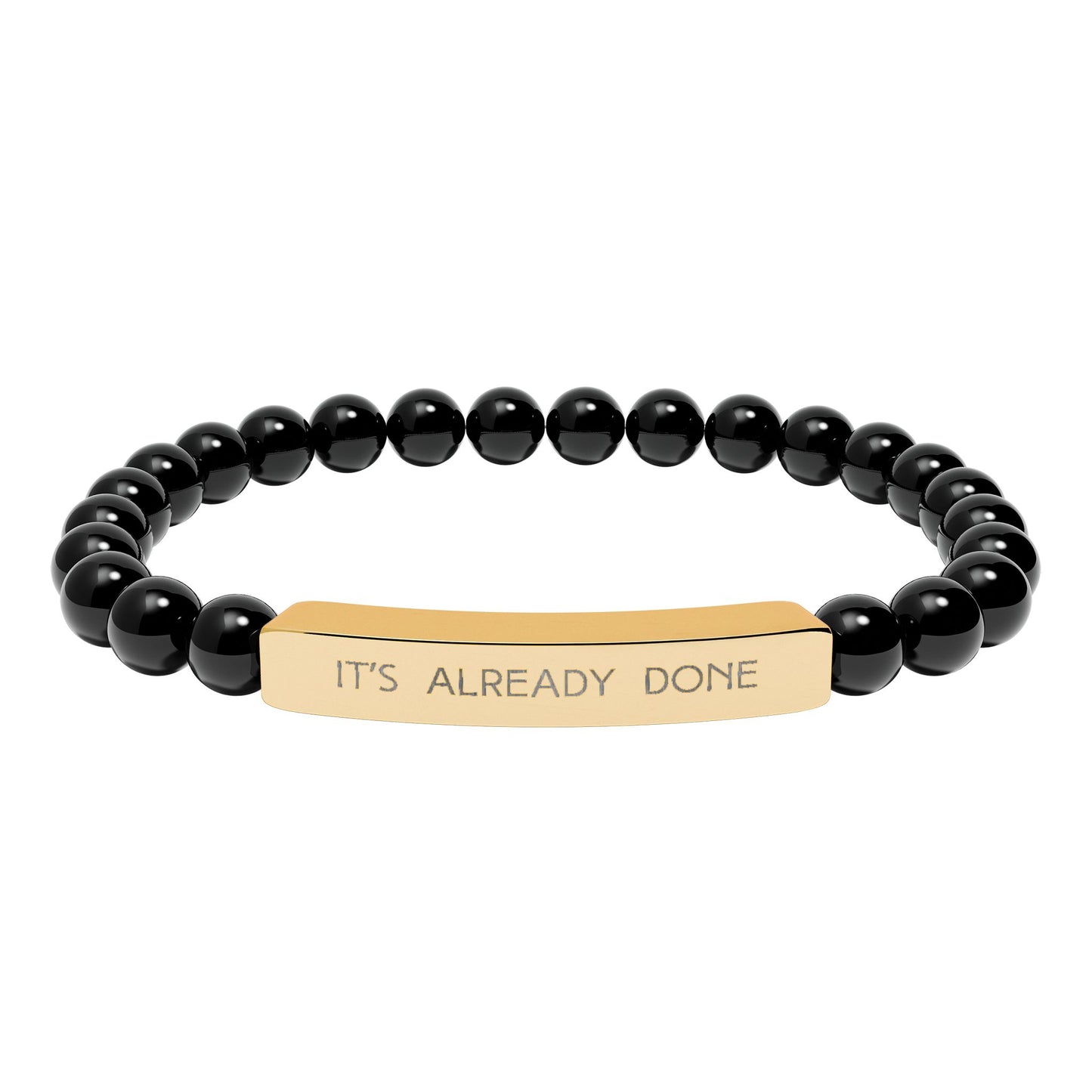 Engraved Natural Stone Bar Bracelet — “IT'S ALREADY DONE” Stretch Beaded Bracelet | Graduation | Promotion Gift