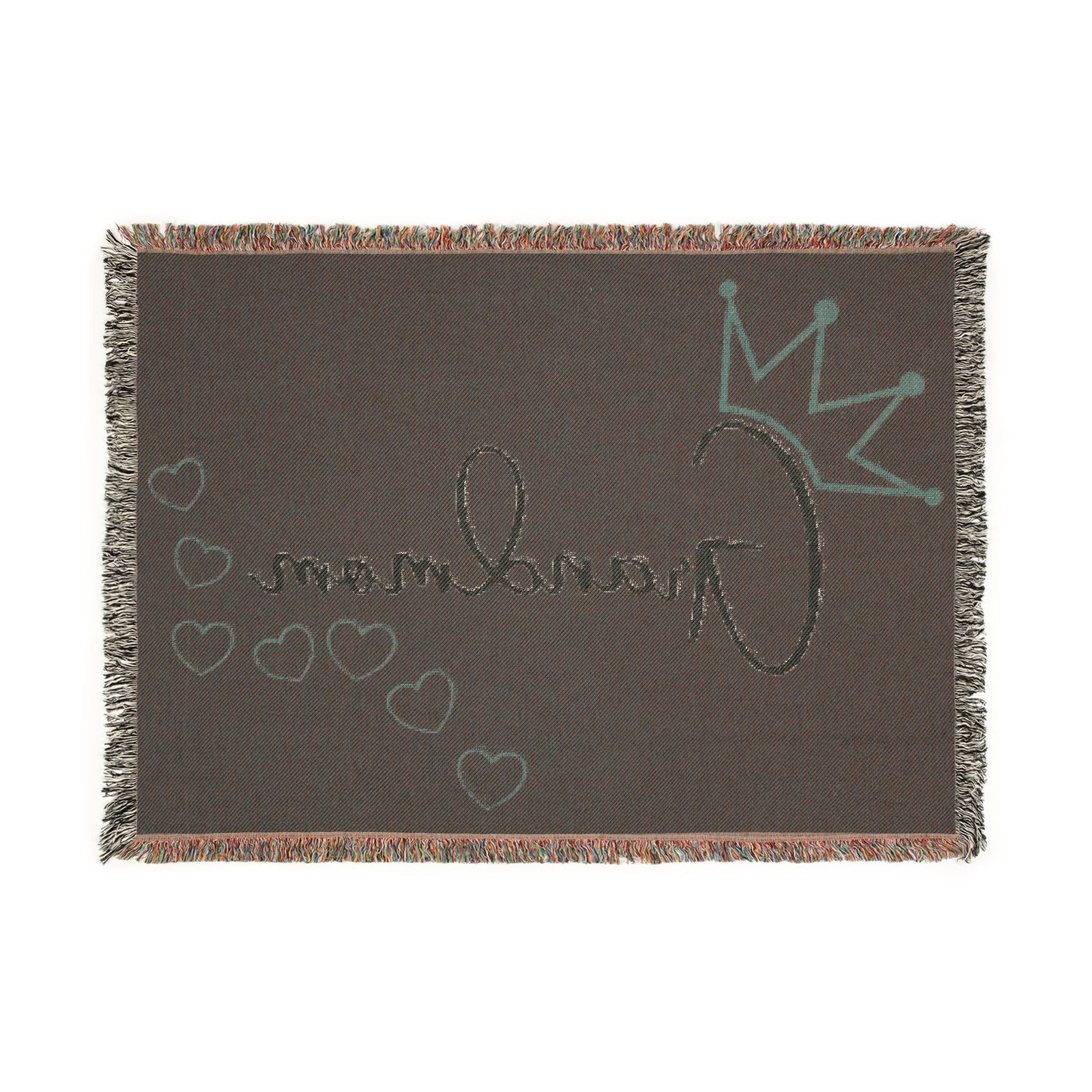 Grandmom Crown Woven Blanket/Throw with Hearts | Mother's Day Gift