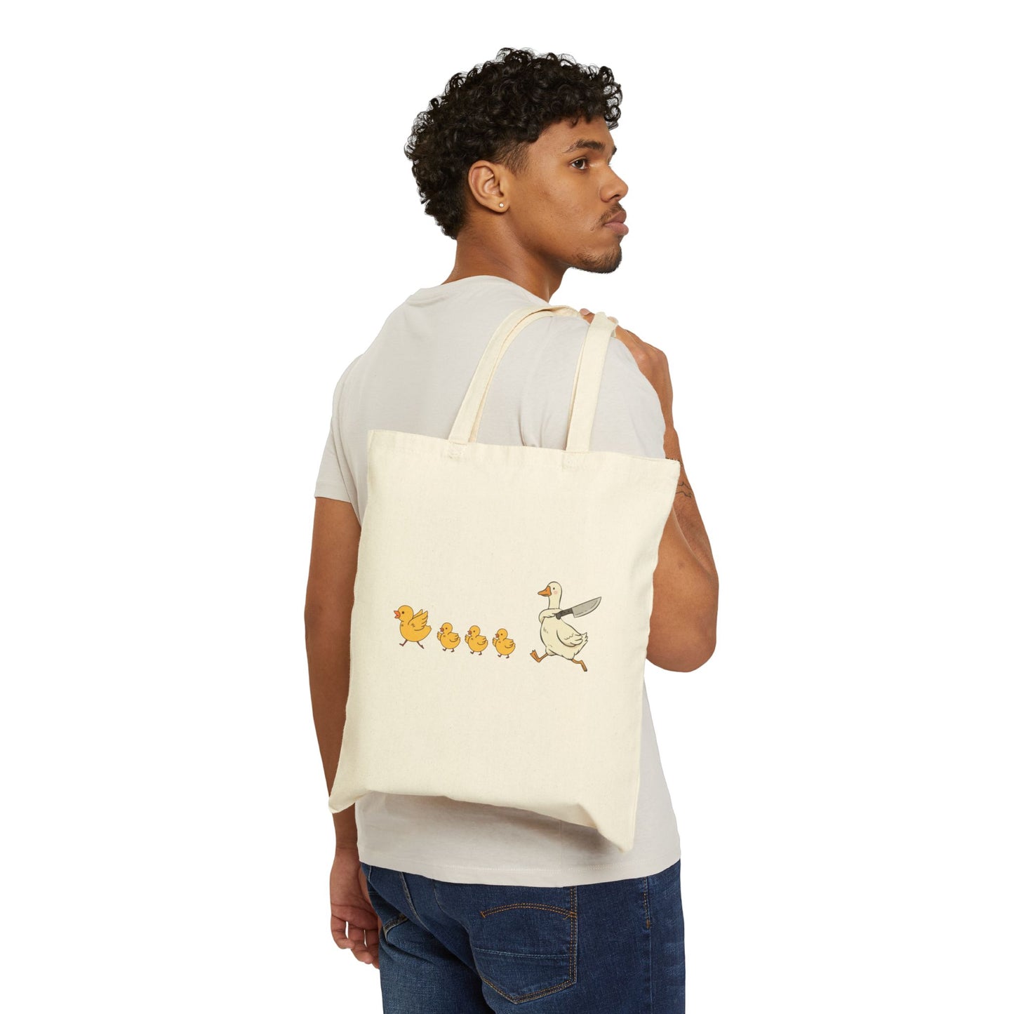 Duck Mom & Chicks Canvas Tote Bag