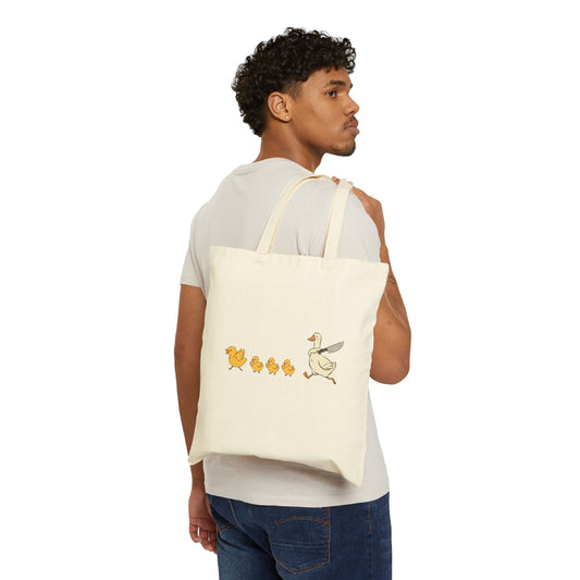 Duck Mom & Chicks Canvas Tote Bag