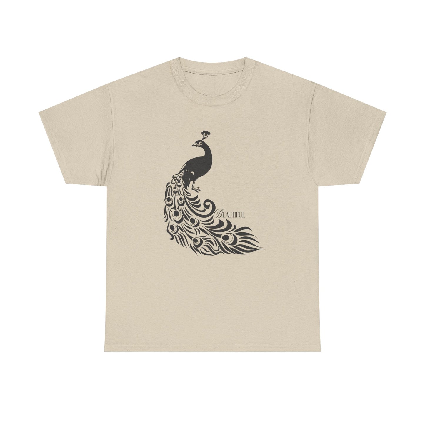 Peacock Black Feather Graphic T-Shirt