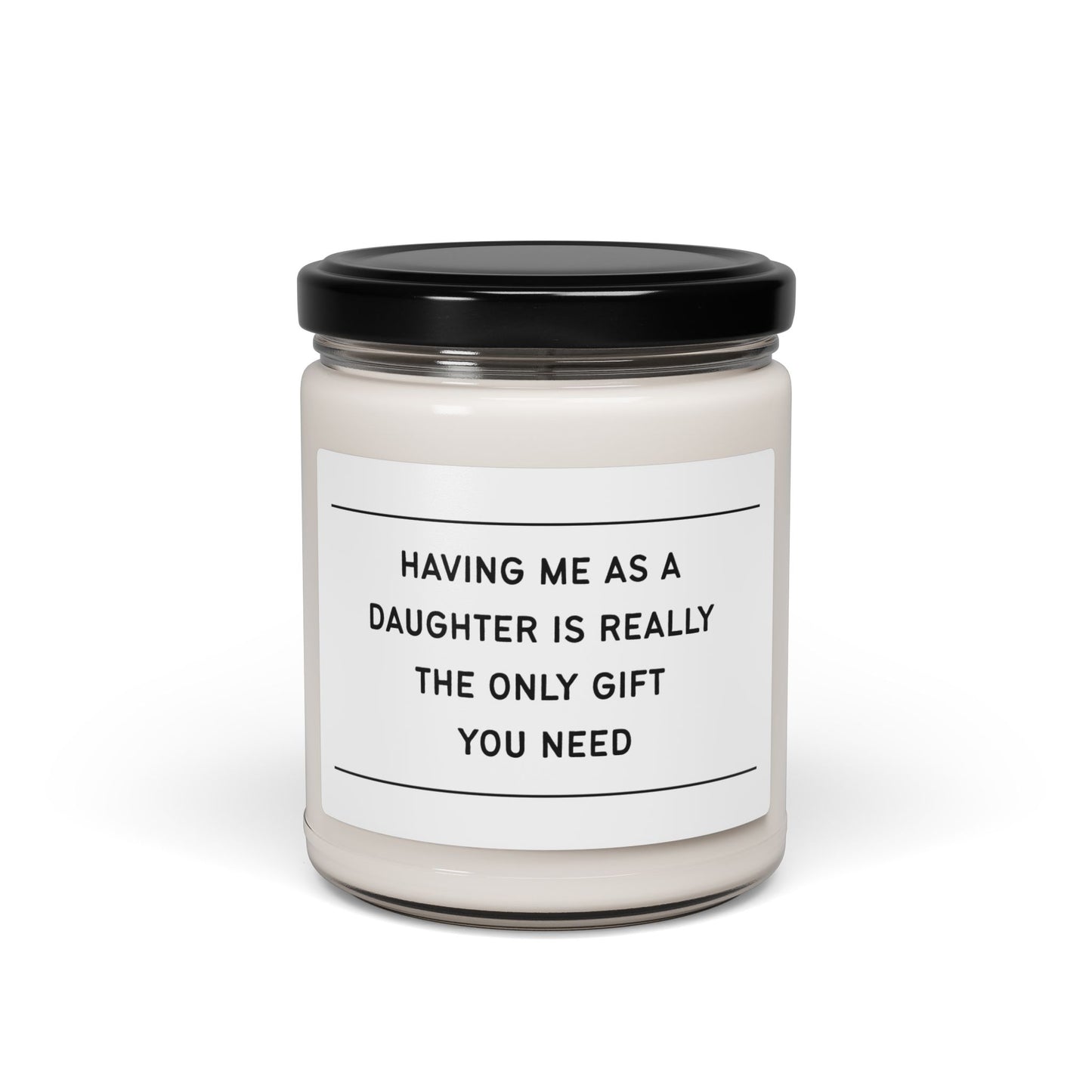 Candle jar with a humorous message on a white background