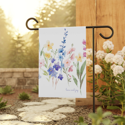 Floral Watercolor Spring Garden Flag — 'Love and Joy' House Banner