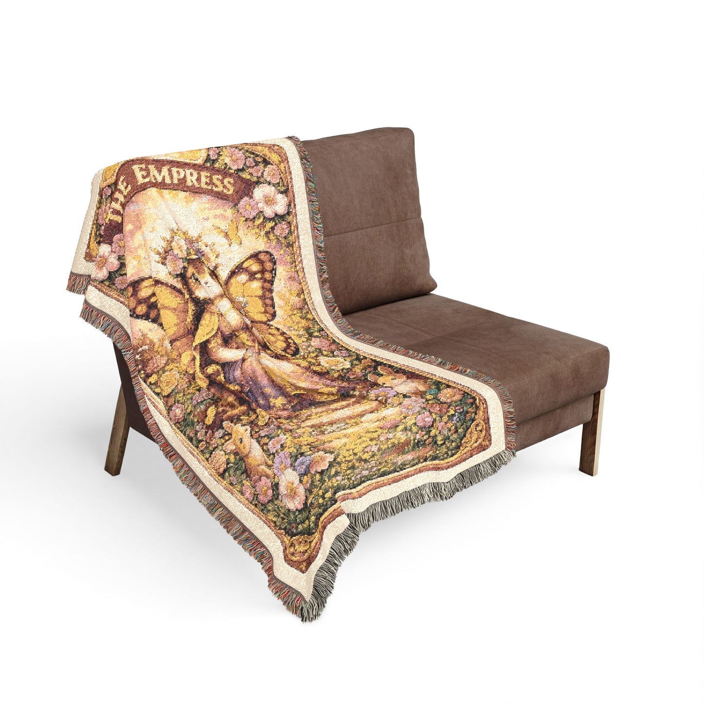 Empress Tarot Card Butterfly Woven Blanket/Throw