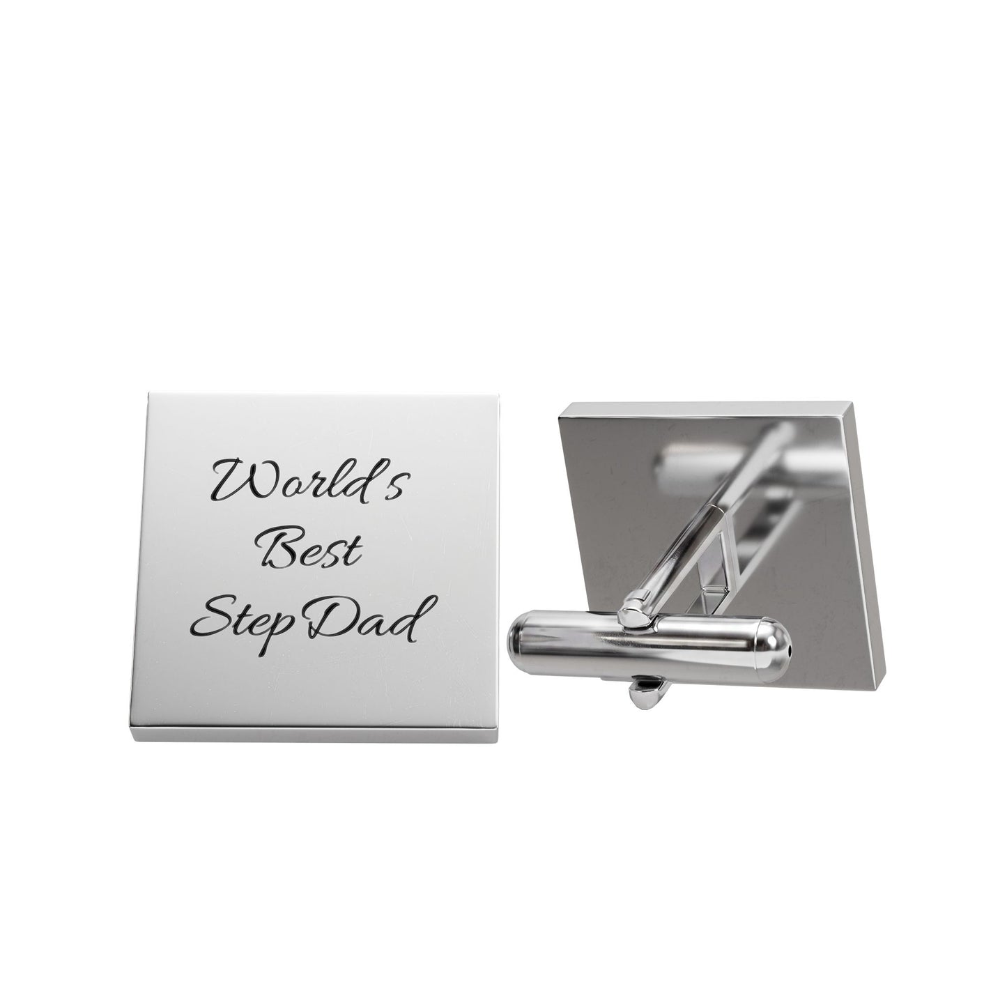 "World's Best StepDad" Cufflinks — Engraved Square Father's Day Gift | Wedding Gift