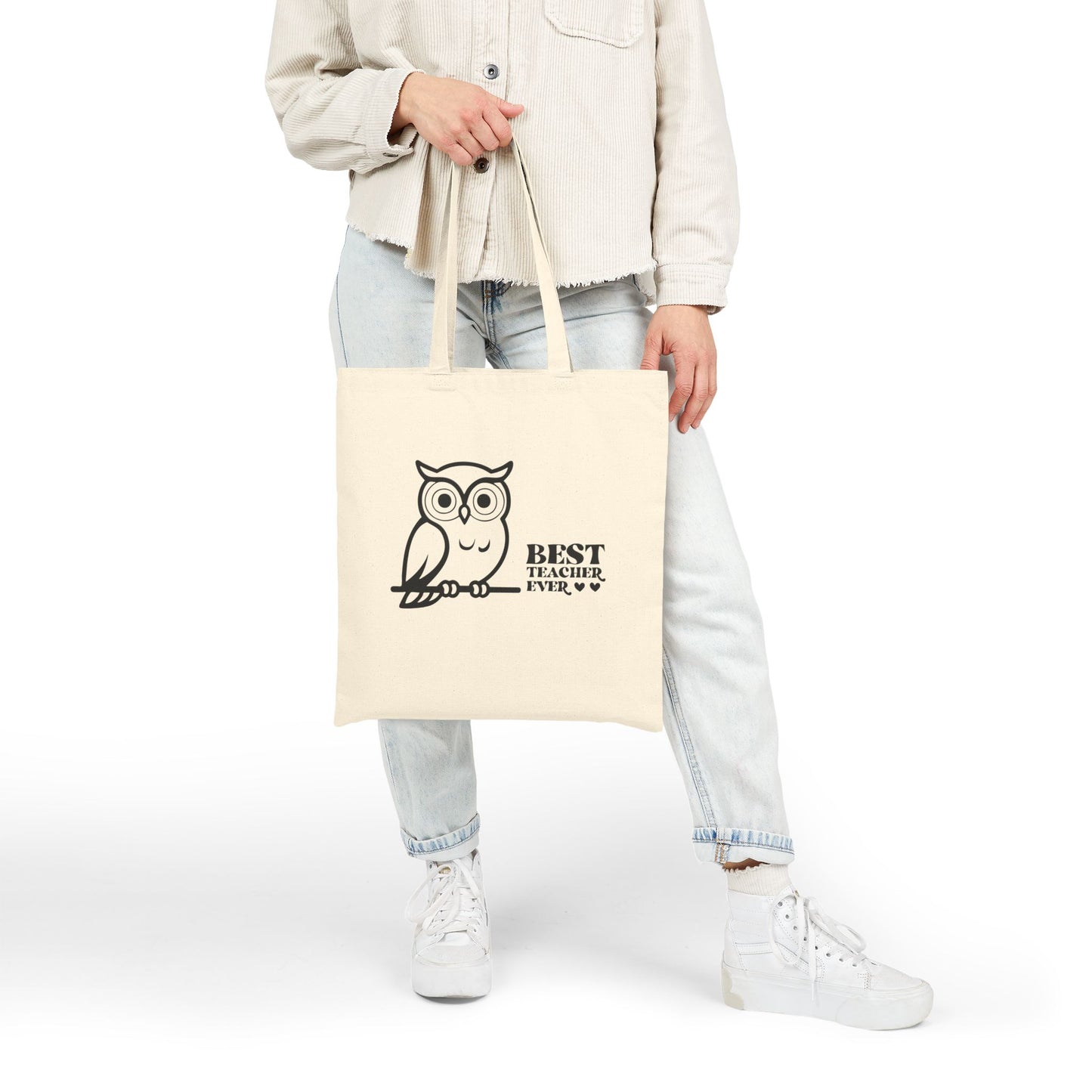 Best Teacher Ever Owl Tote Bag — Teacher Appreciation Canvas Tote