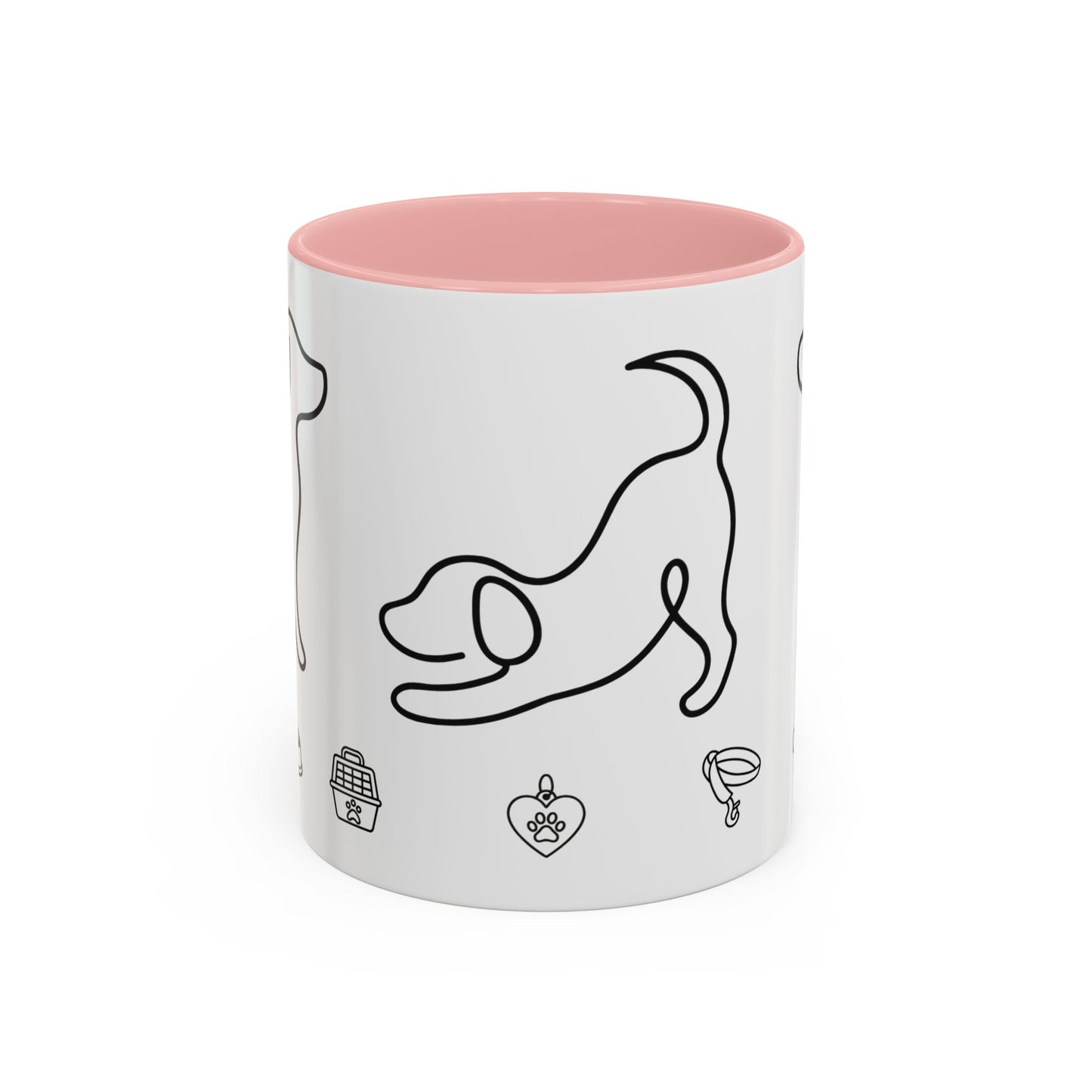 Dog Line Art Accent Coffee Mug — Minimal Paw & Pet Icons (11/15oz)