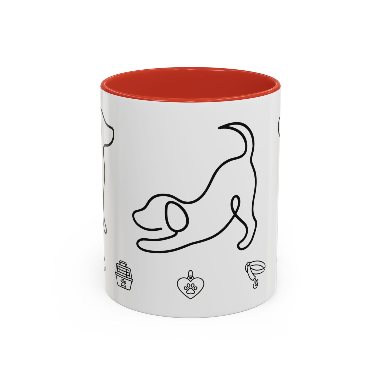 Dog Line Art Accent Coffee Mug — Minimal Paw & Pet Icons (11/15oz)
