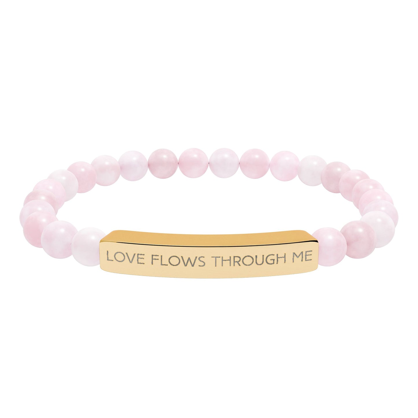 Engraved Natural Stone Stretch Bracelet — "Love Flows Through Me" | Graduation | Wedding | Valentines Gift