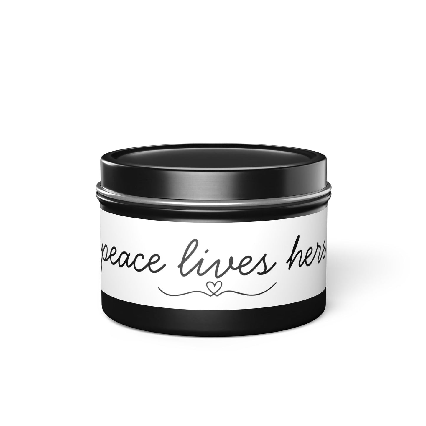 "Peace Lives Here" Tin Candle