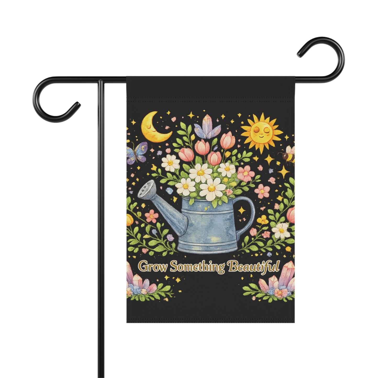 "Grow Something Beautiful" Watering Can Garden Flag/House Banner