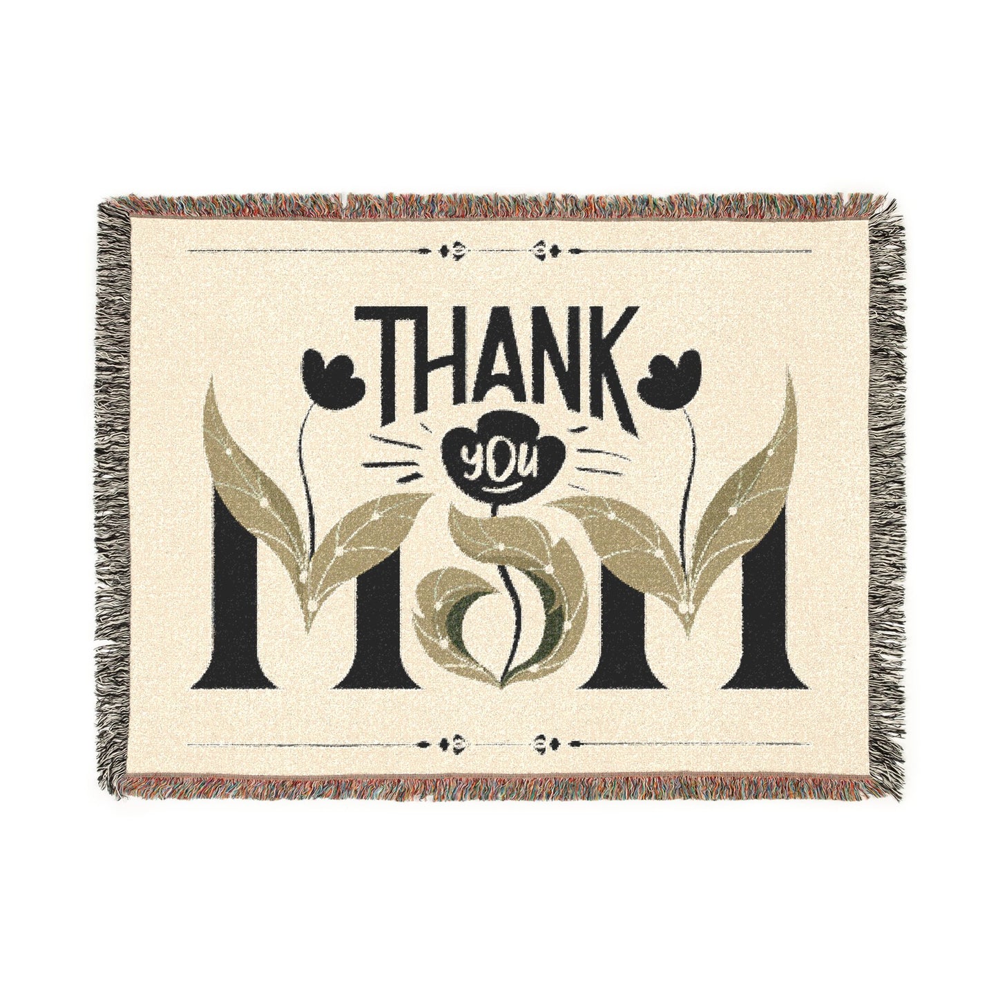 Thank You Mom Woven Throw Blanket — Floral Vintage Mother's Day Gift