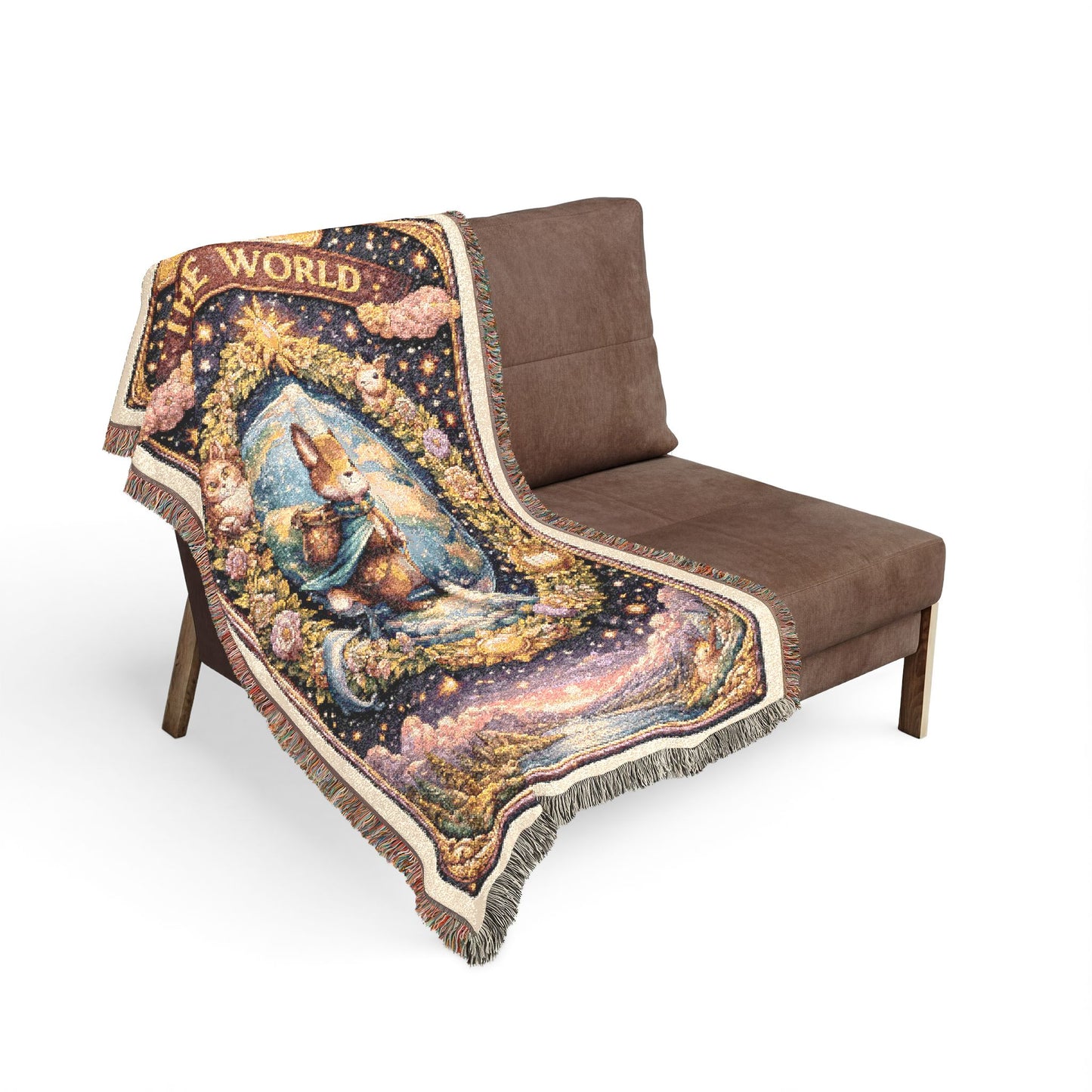The World Tarot Card Fox Woven Blanket/Throw - 100% Cotton