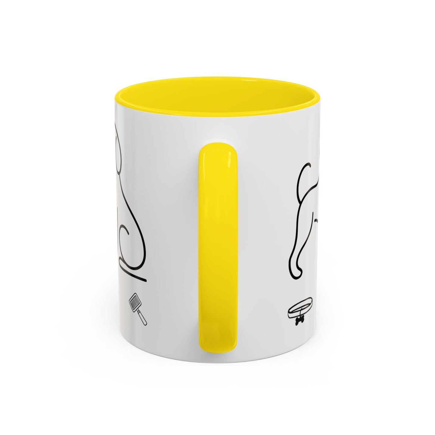 Dog Line Art Accent Coffee Mug — Minimal Paw & Pet Icons (11/15oz)