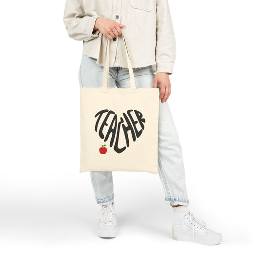 Teacher Heart Canvas Tote Bag