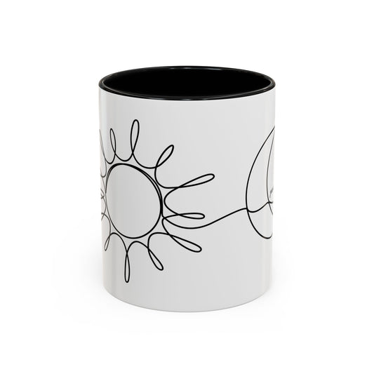 Sun & Moon Line Art Coffee Mug — 'peace lives here' Accent Mug