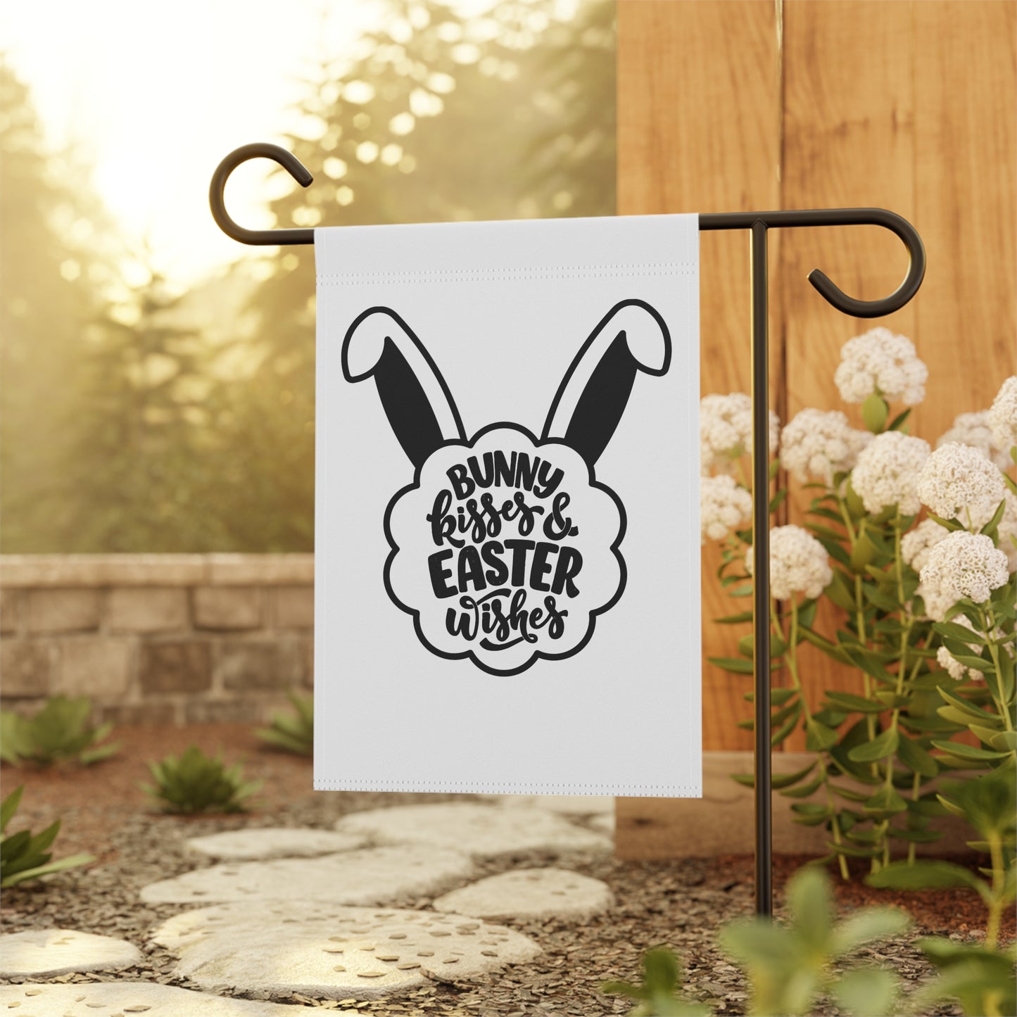 Easter Garden Flag - "Bunny Kisses & Easter Wishes" House Banner