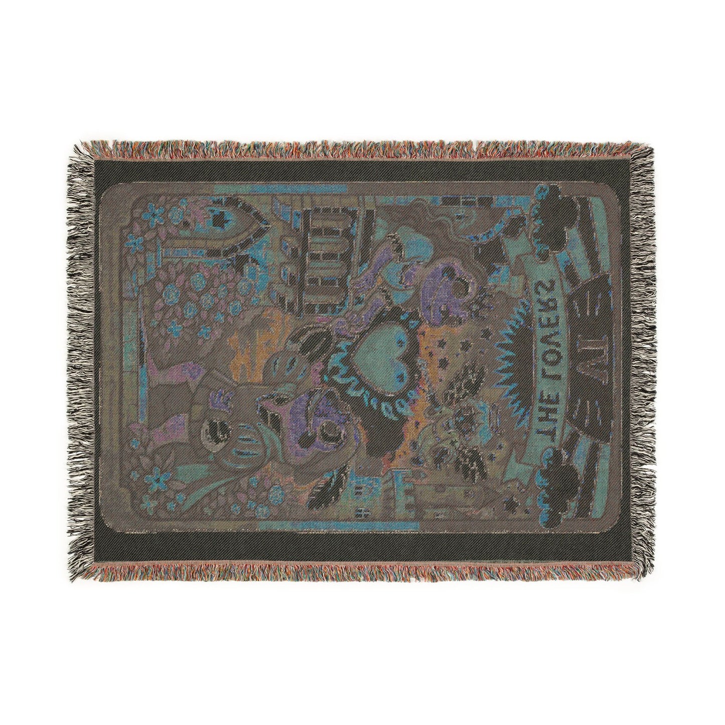 The Lovers Tarot Card (Frogs) Woven Blanket or Tapestry Throw