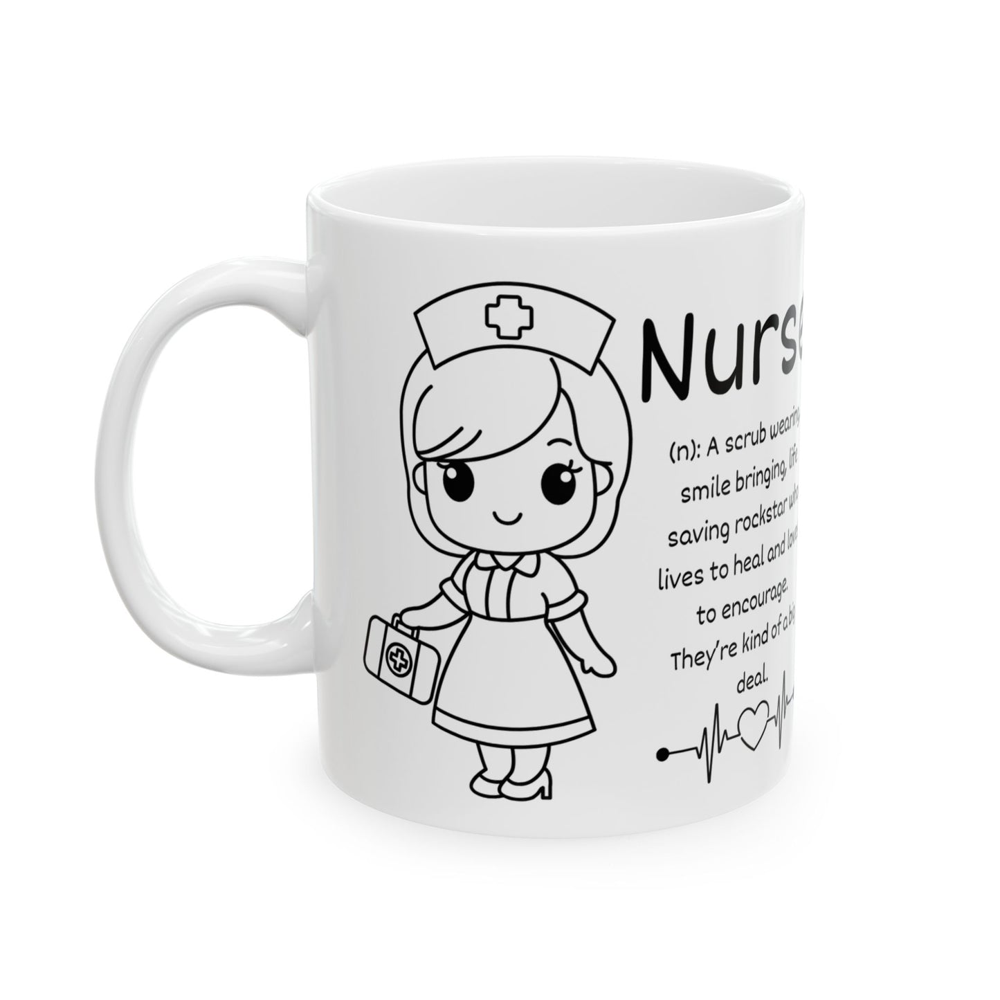Nurse Cute Icons Ceramic Mug — 11oz & 15oz