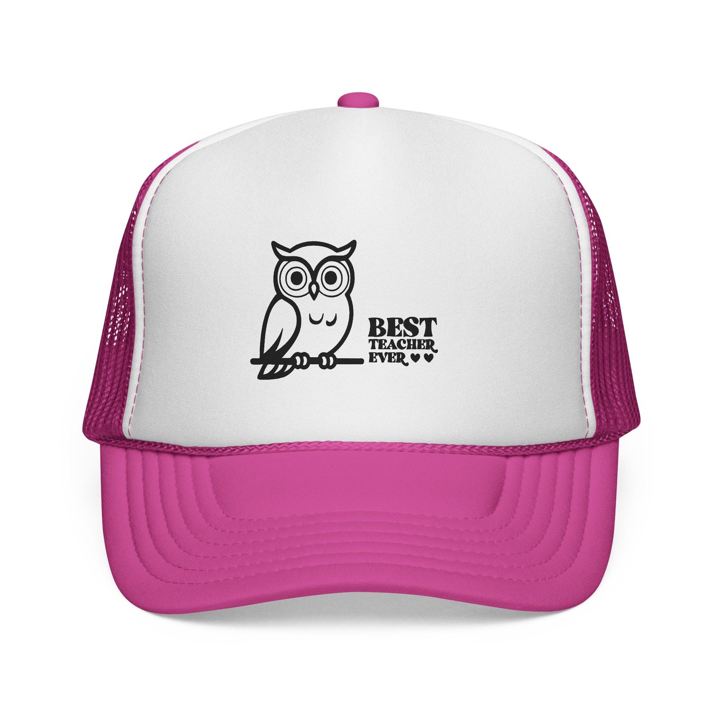 Trucker Cap — "Best Teacher Ever" Owl Embroidered Hat
