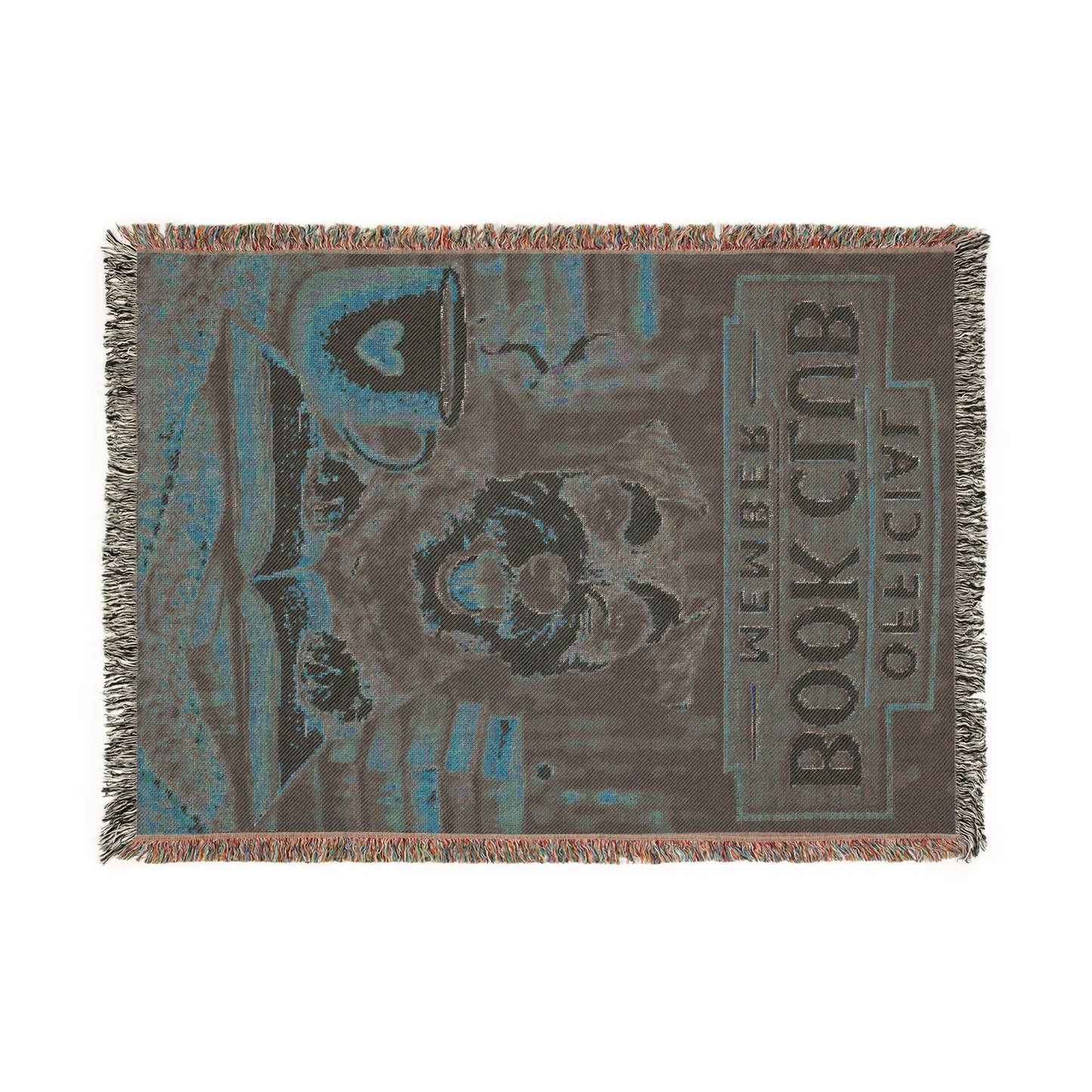 "Official Book Club Member" Cozy Reading Throw with Dog & Coffee Design