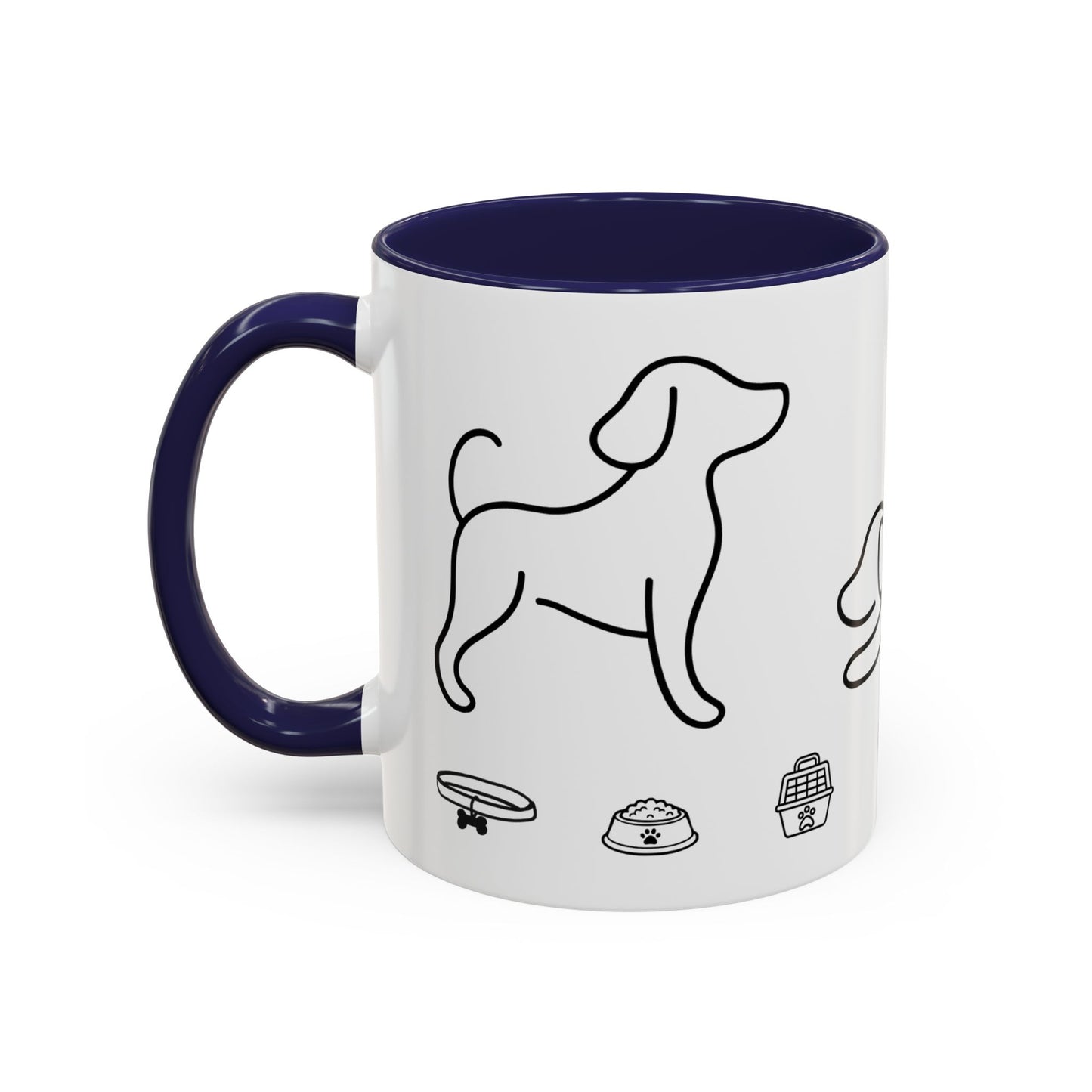 Dog Line Art Accent Coffee Mug — Minimal Paw & Pet Icons (11/15oz)