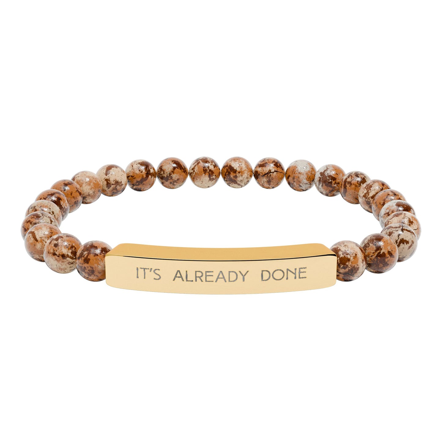 Engraved Natural Stone Bar Bracelet — “IT'S ALREADY DONE” Stretch Beaded Bracelet | Graduation | Promotion Gift