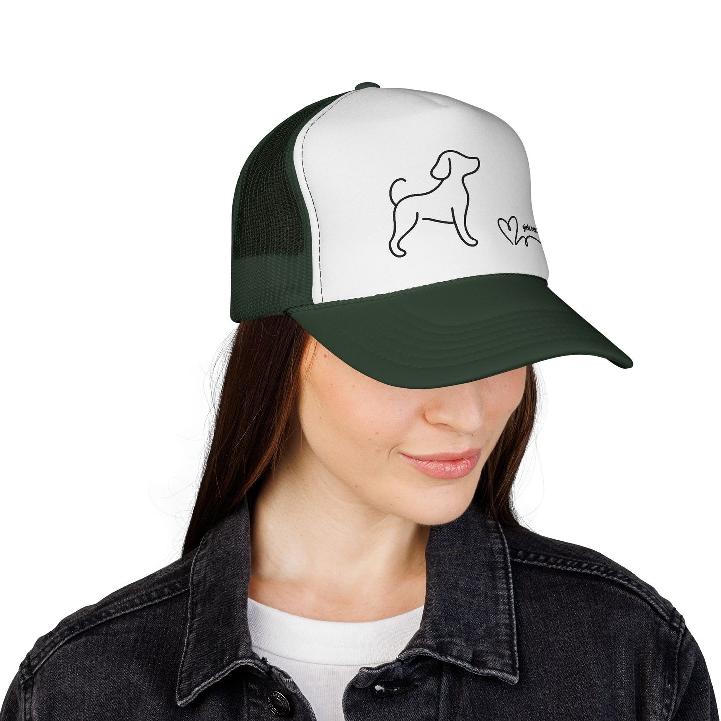 Dog Lover Trucker Cap — "Girl's Best Friend" Minimal Line Art Hat