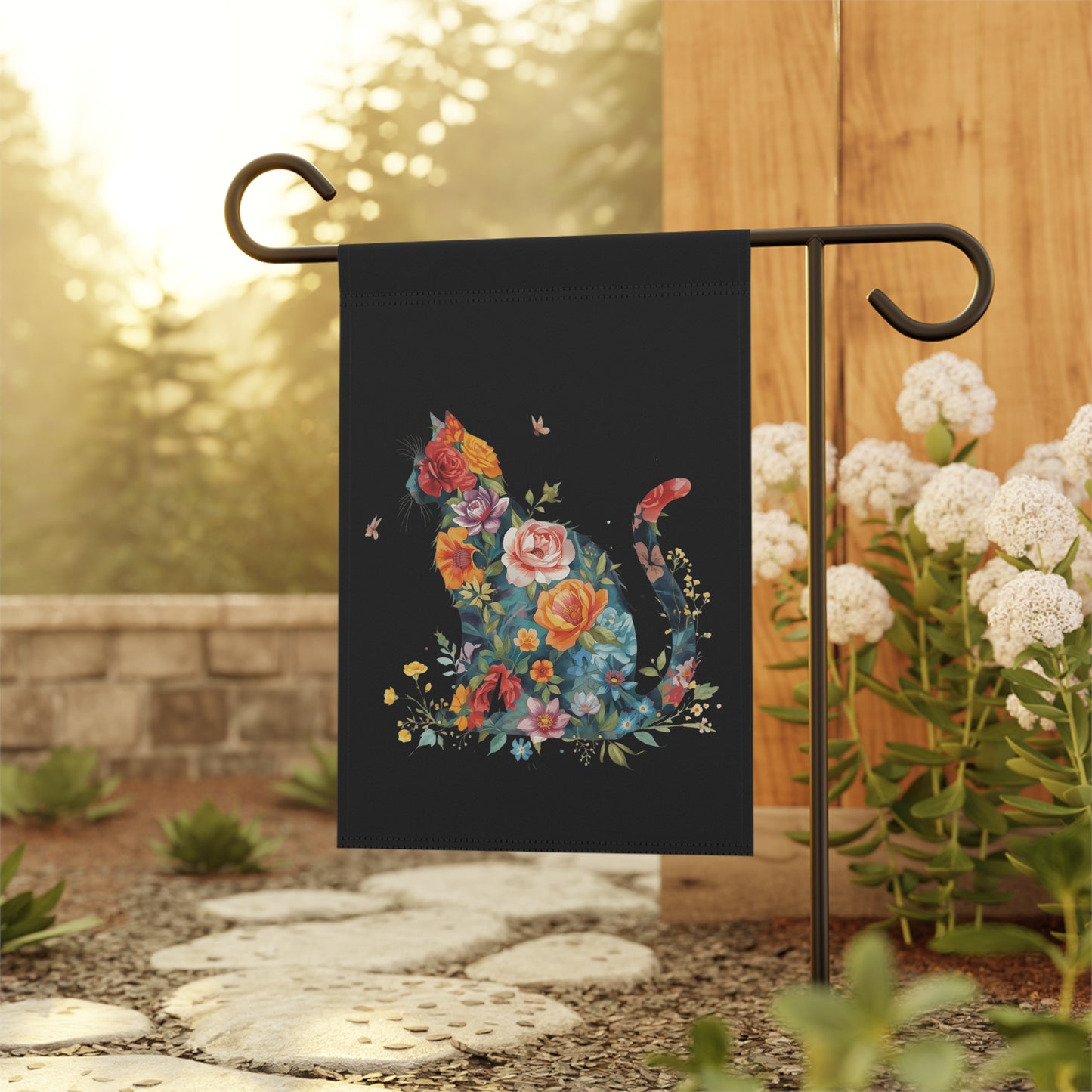 Floral Cat Garden Flag /House Banner