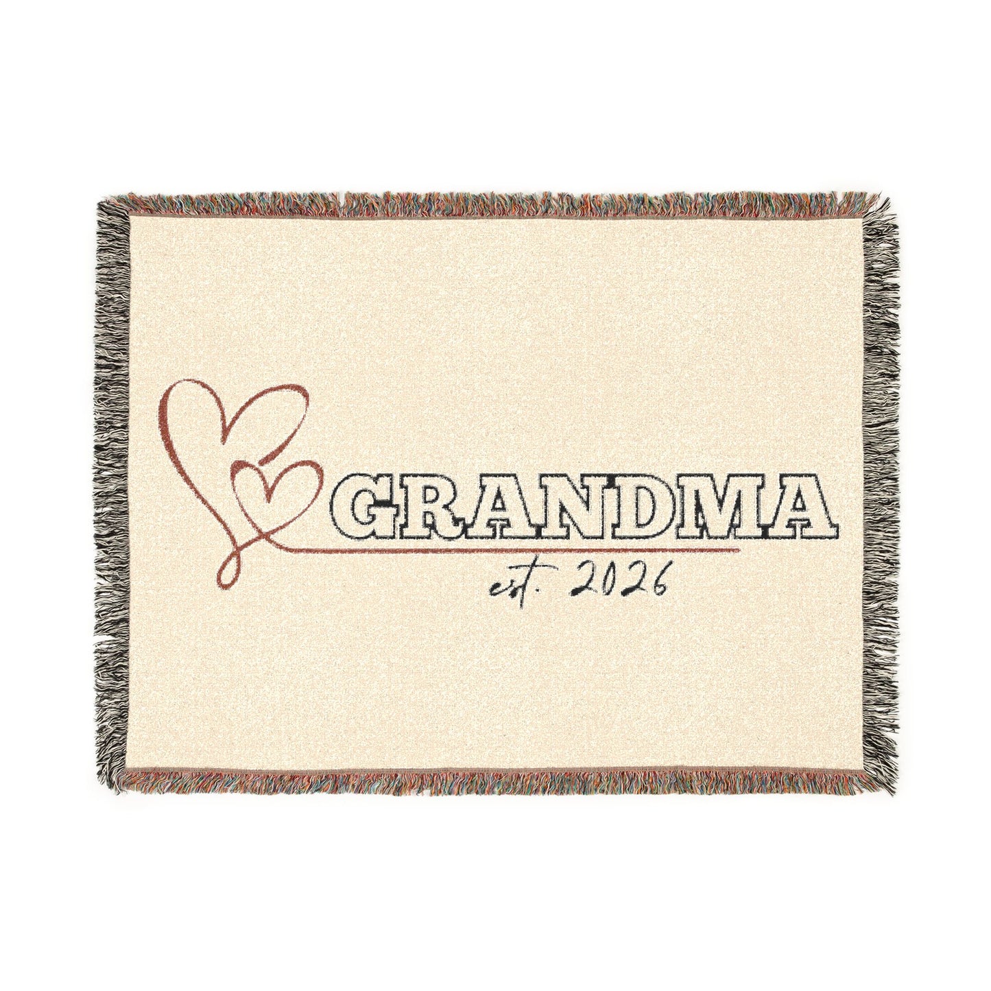 Grandma Woven Blanket/Throw with Hearts | Gift for Mother's Day & New Grandparents