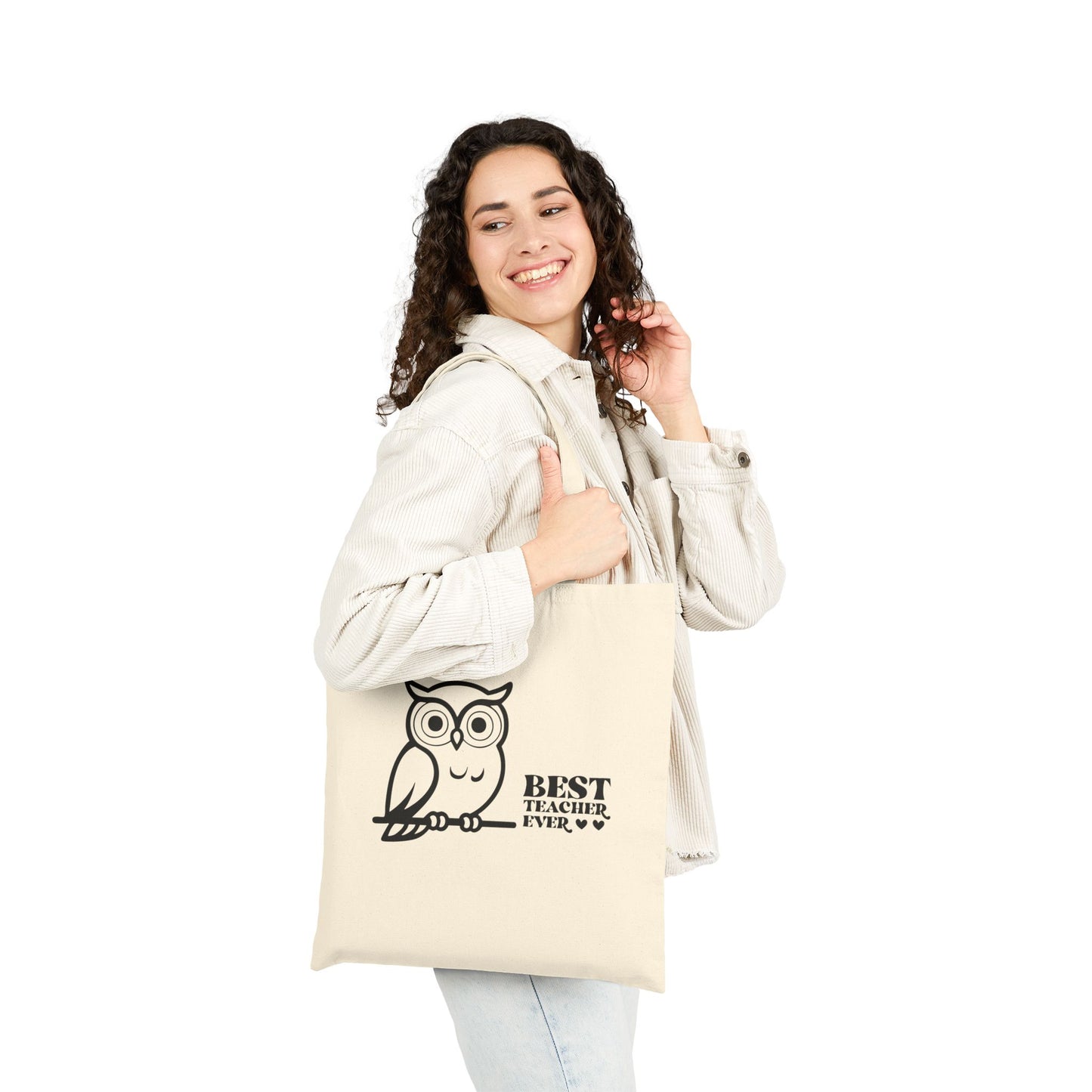 Best Teacher Ever Owl Tote Bag — Teacher Appreciation Canvas Tote