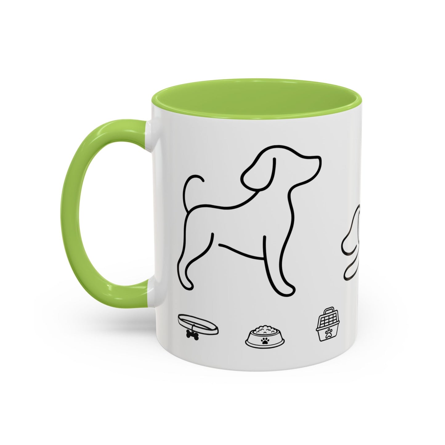 Dog Line Art Accent Coffee Mug — Minimal Paw & Pet Icons (11/15oz)