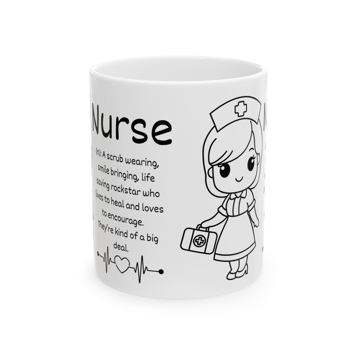 Nurse Cute Icons Ceramic Mug — 11oz & 15oz