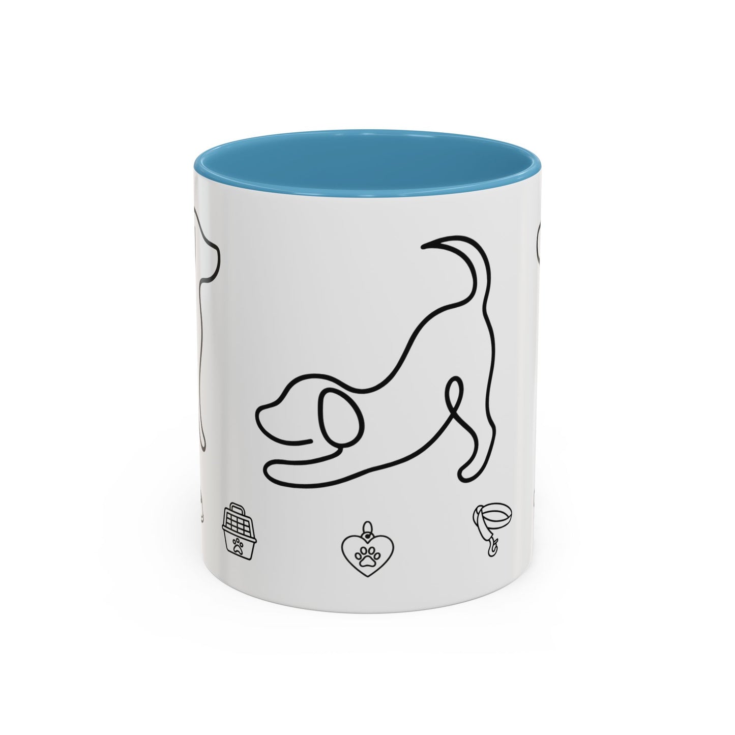 Dog Line Art Accent Coffee Mug — Minimal Paw & Pet Icons (11/15oz)