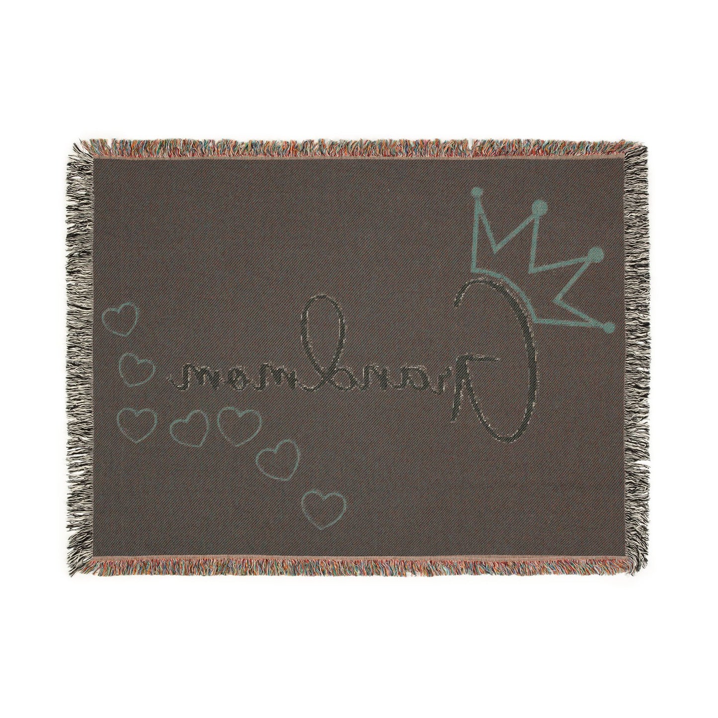 Grandmom Crown Woven Blanket/Throw with Hearts | Mother's Day Gift