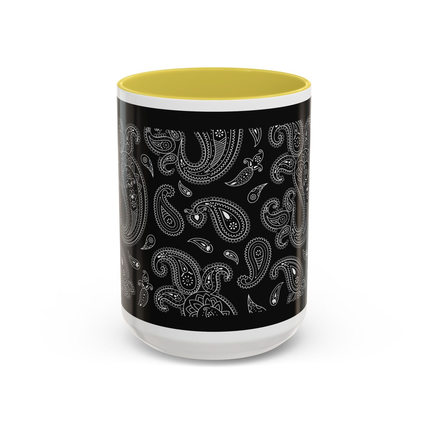 Black Paisley Ceramic Mug — 11oz & 15oz Stylish Pattern
