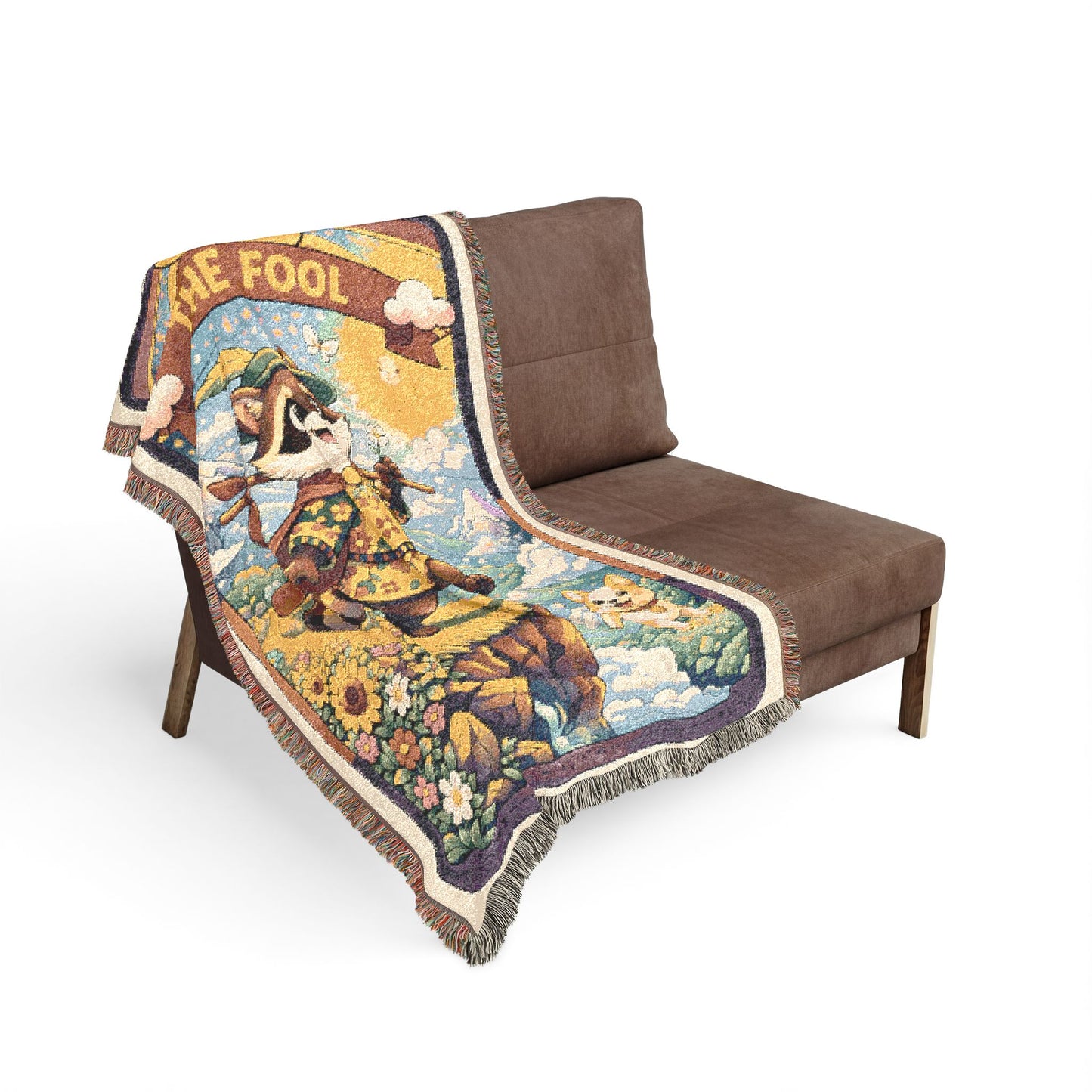 The Fool (Raccoon)Tarot Card Blanket/Throw - 100% Cotton