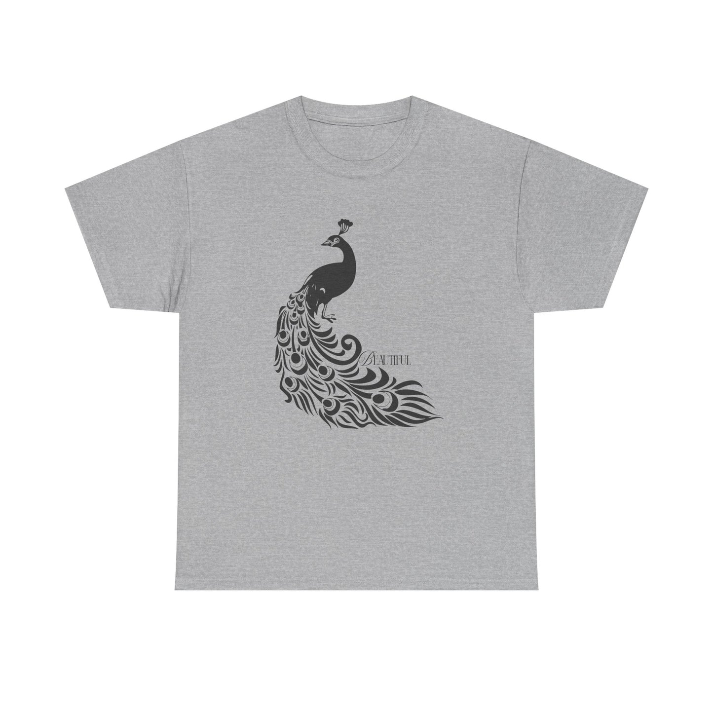 Peacock Black Feather Graphic T-Shirt