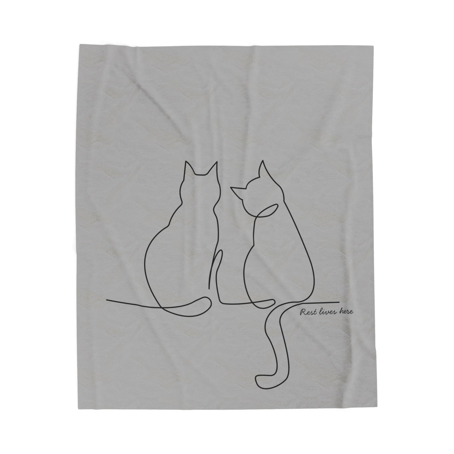 Velveteen Plush Blanket — Minimal Line Art Cat Throw for Cat Lovers