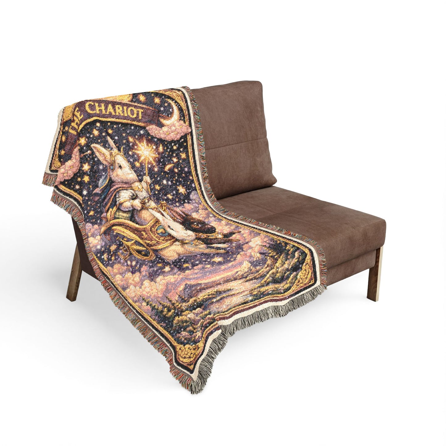 The Chariot Tarot Card Rabbit Woven Blanket/Throw - 100% Cotton